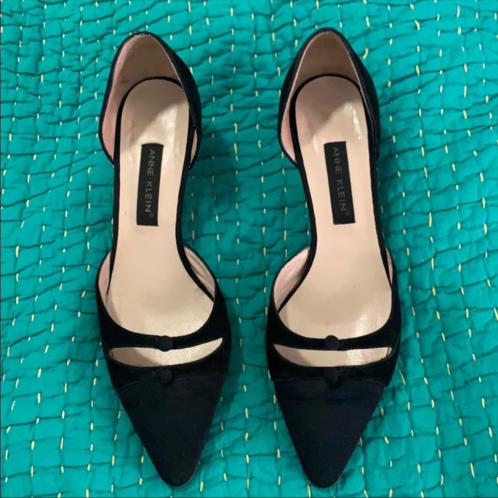 Anne Klein Suede/Fabric Kitten Heels
